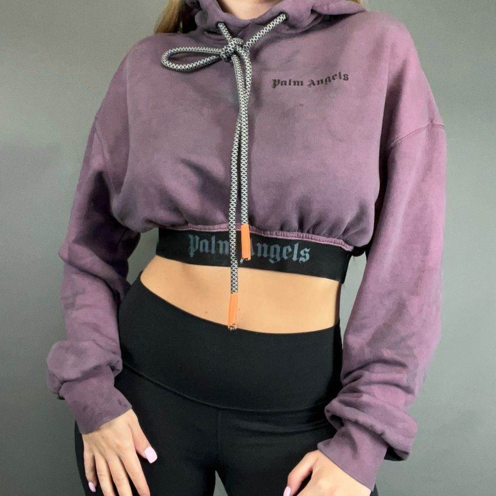 Palm Angels Purple Cropped Hoodie